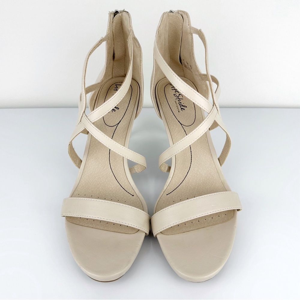 Life Stride Women's Masquerade Strappy Heeled Sandals Cream Size 12 - Picture 7 of 12